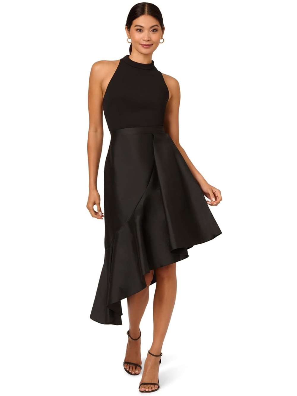 Adrianna  Papell Crepe Combo Taffeta Dress